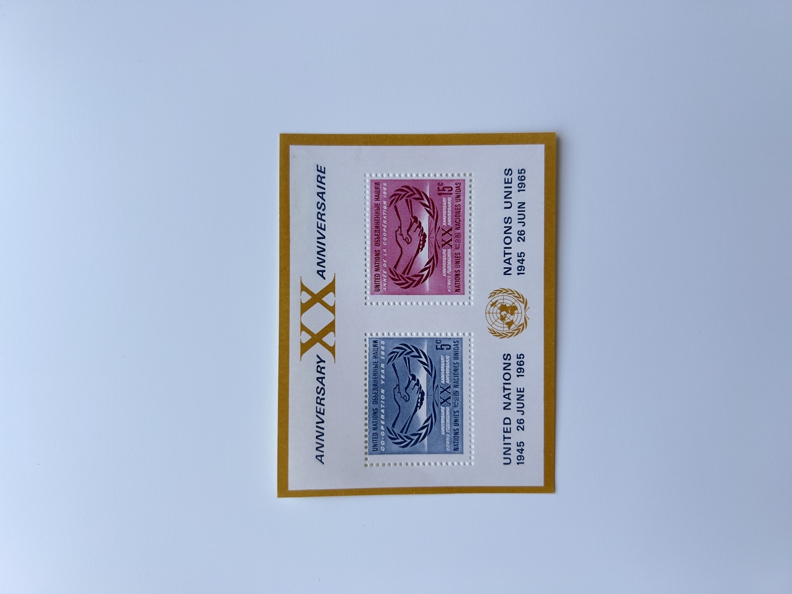 Timbres Nations Unies — 20e anniversaire (1945-1965)